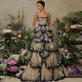 Cake Layered Luxury Evening Dress