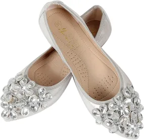 Duberess Women's Rhinestone Flats Sequins Wedding Shoes Comfort Pointed Toe Ballet Flat Shoe Low Heel Dress Shoe