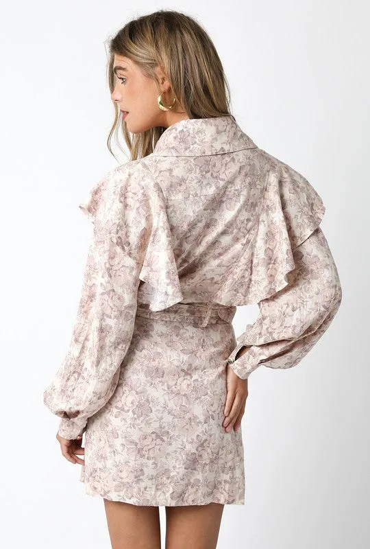 Floral Belted Ruffle Dress