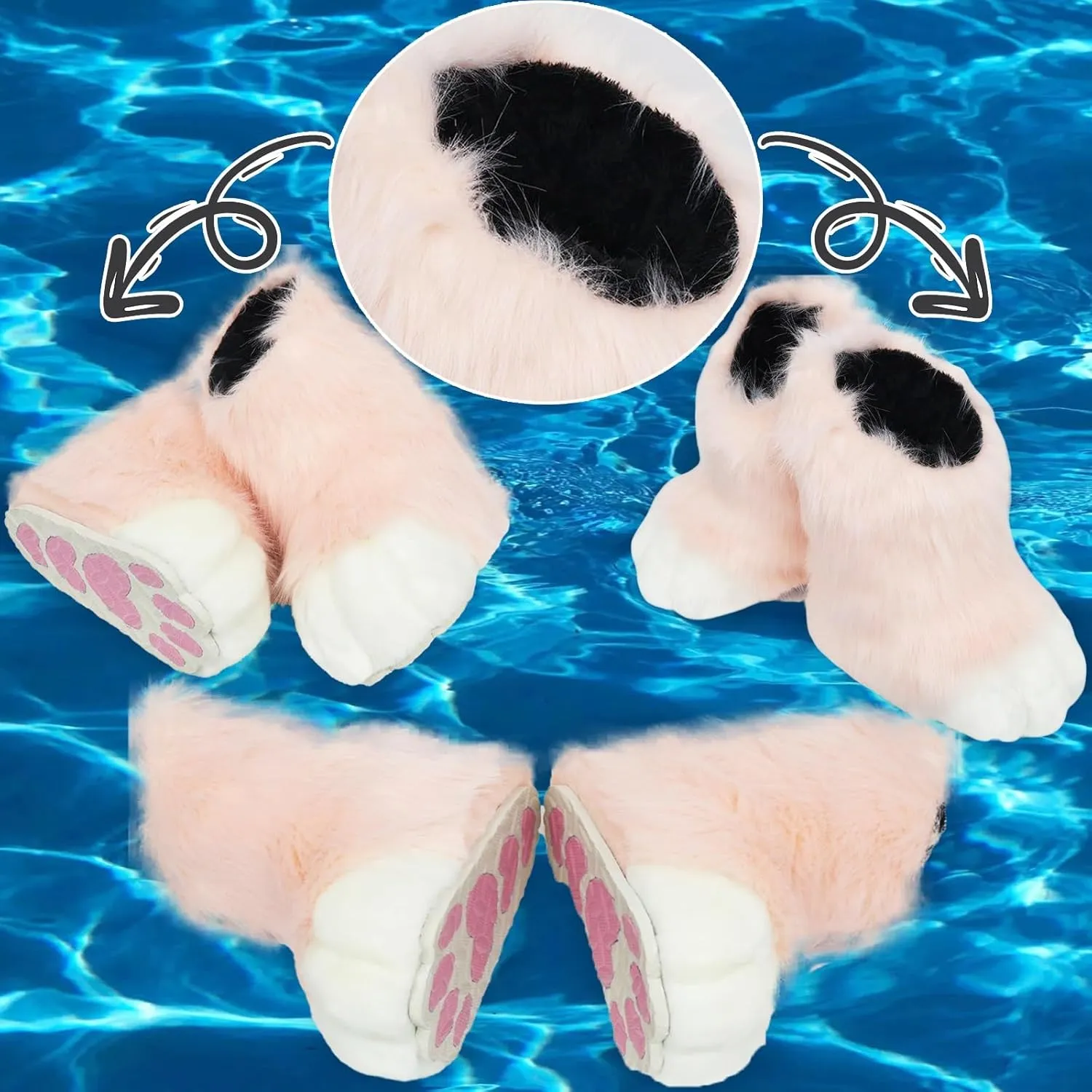 Furry Cute Cat Claw Shoes, Fursuit Role-Playing Cat Fox Wolf Slippers, Comic Exhibition Animal Clothing Accessories(B)