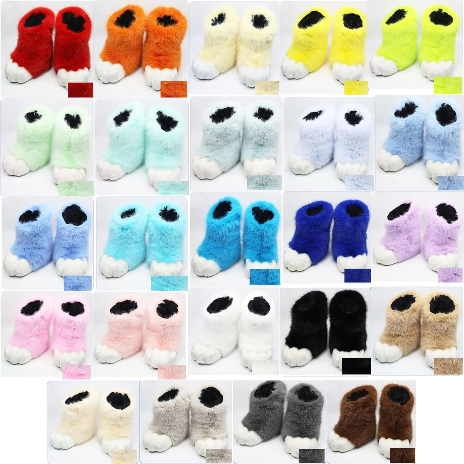Furry Cute Cat Claw Shoes, Fursuit Role-Playing Cat Fox Wolf Slippers, Comic Exhibition Animal Clothing Accessories(B)