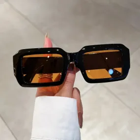 Gradient Mirror Vintage Rectangle Square Candy Color UV400 Sunglasses