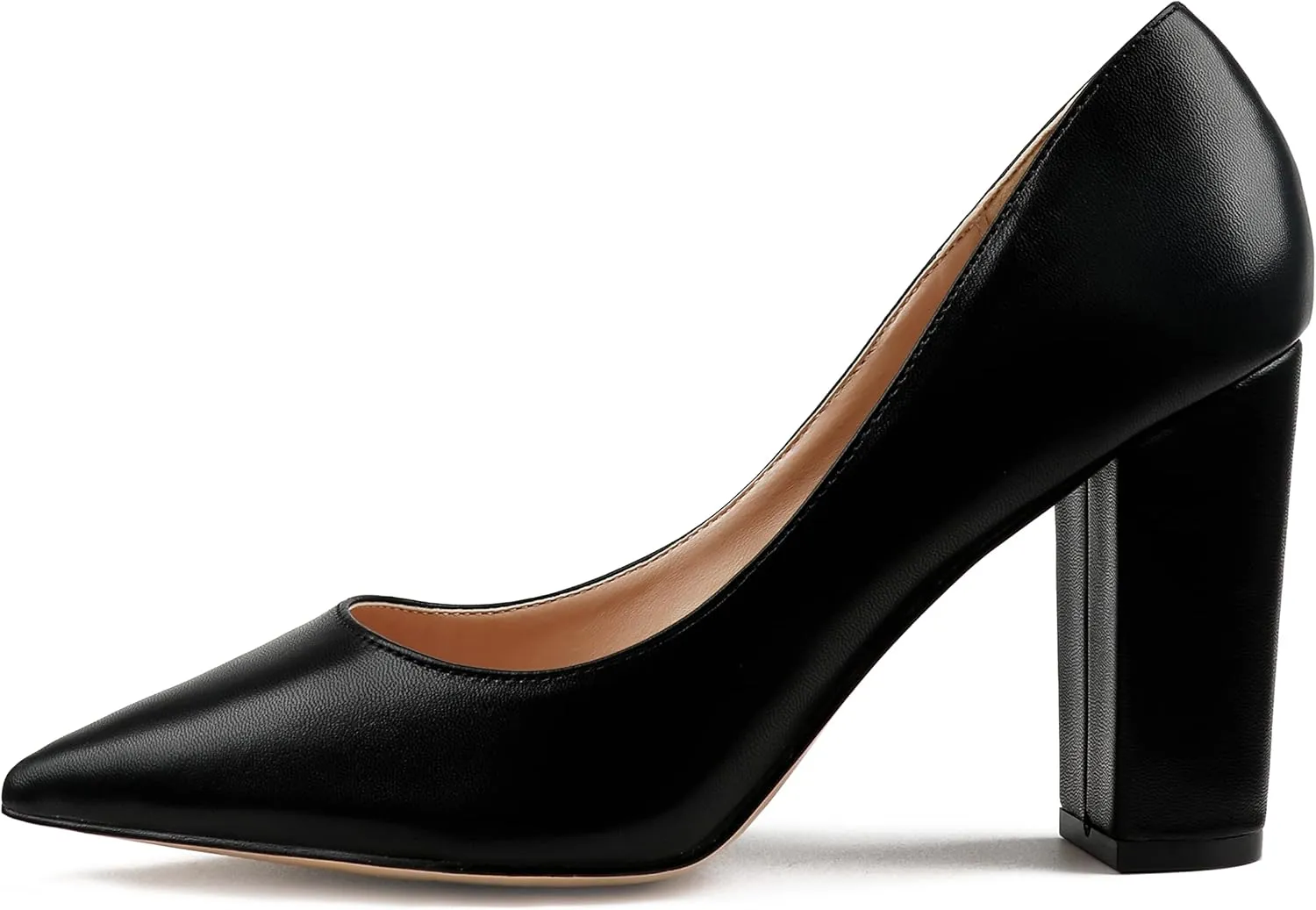 JOY IN LOVE Chunky Heels for Women High Block Heel Pointy Toe Dress Work Pumps