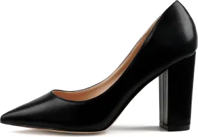 JOY IN LOVE Chunky Heels for Women High Block Heel Pointy Toe Dress Work Pumps