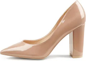 JOY IN LOVE Chunky Heels for Women High Block Heel Pointy Toe Dress Work Pumps