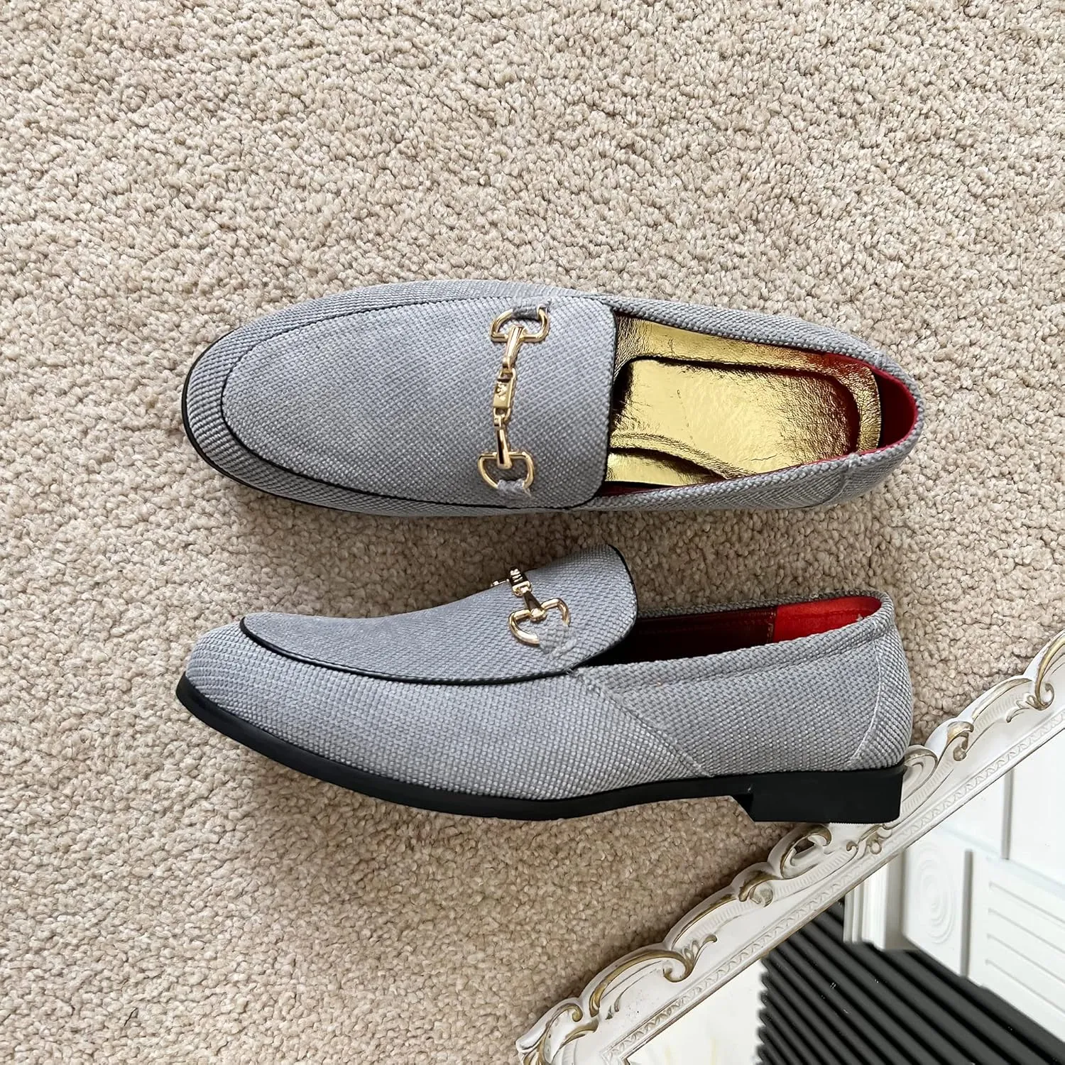 LCQL Men's Luxury Velvet Penny Loafer Shoes Noble Slip-on Casual Suede Loafers Smoking Slippers Plus Size 7-13