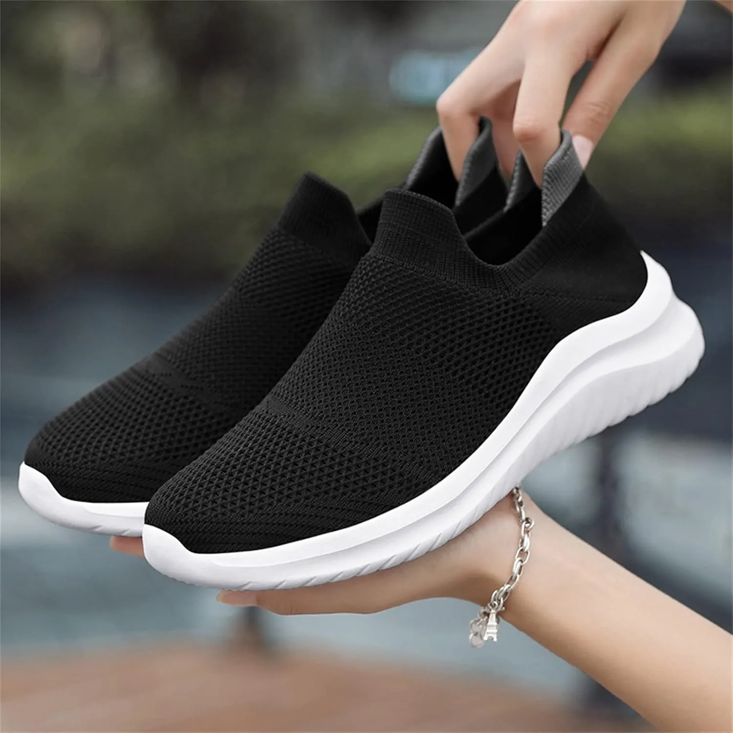 Lightweight Diabetic Shoes for Men Comfortable Breathable Stretch Canvas Slip on Sneaker Non Slip Walking Shoes