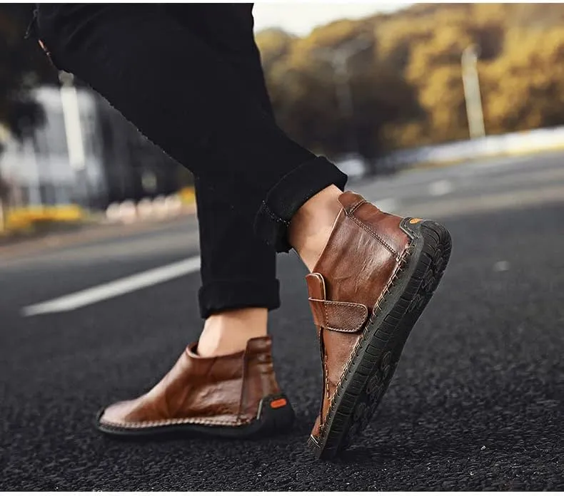Men's Full Grain Breathable Oxford Dress Shoes,Handmade Italy Buckle Formal Loafers Leather Shoes