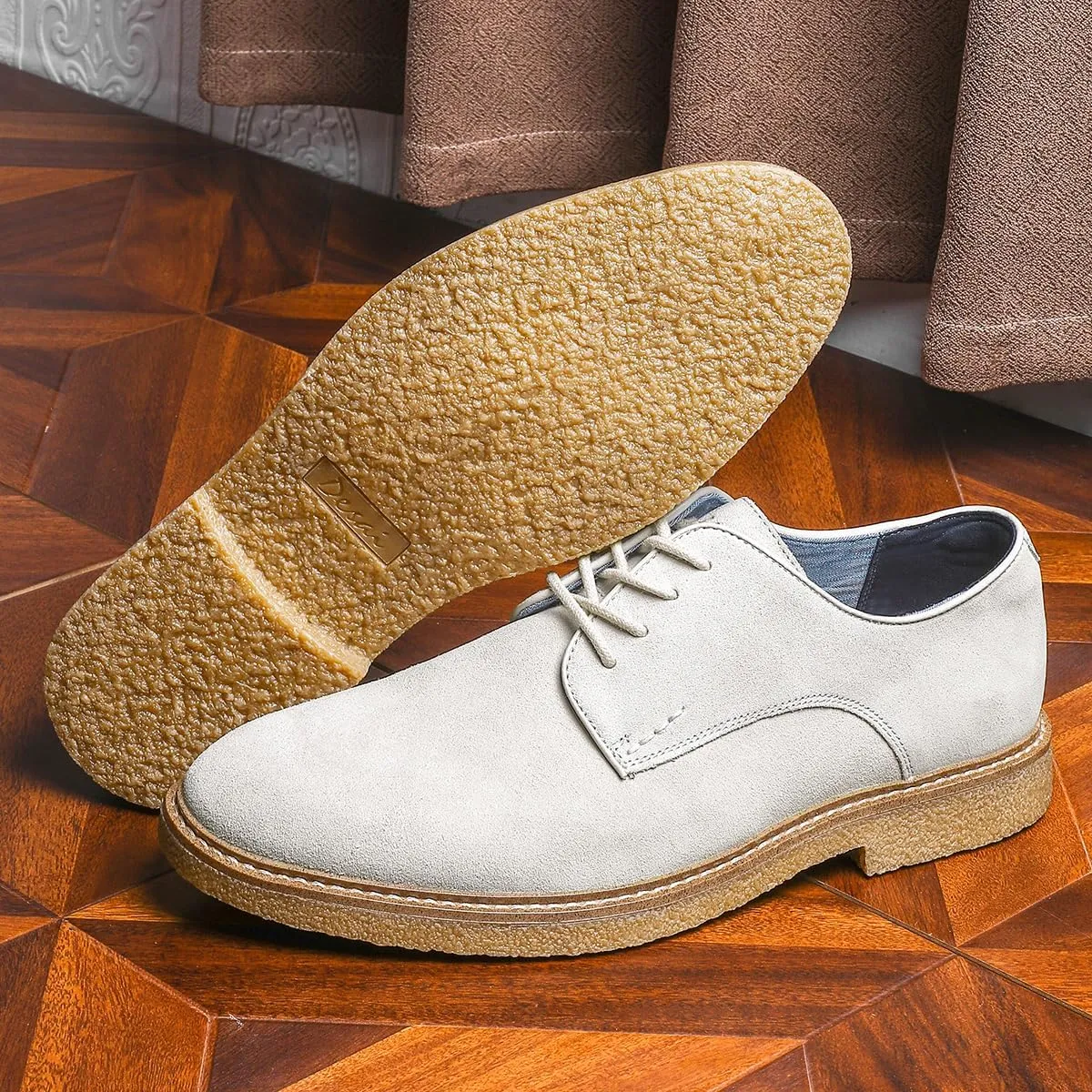 Men's Suede Casual Dress Shoes Lace-up Full Grain Breathable Business Oxford Fashion