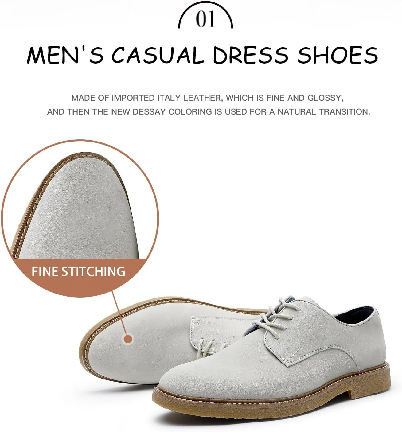 Men's Suede Casual Dress Shoes Lace-up Full Grain Breathable Business Oxford Fashion