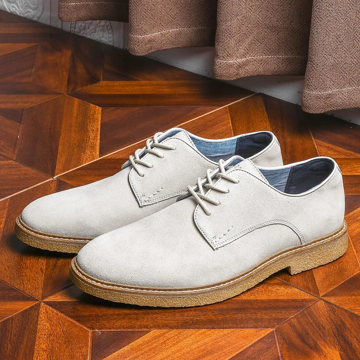 Men's Suede Casual Dress Shoes Lace-up Full Grain Breathable Business Oxford Fashion