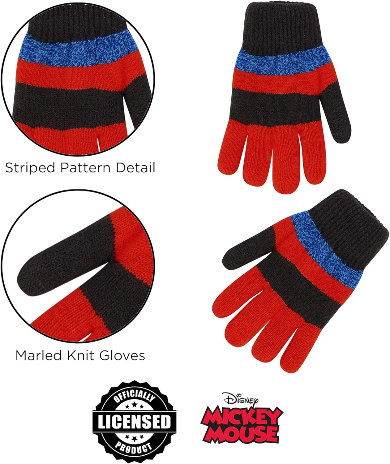 Mickey Mouse boys Toddler Winter Hat, Scarf & Mittens Set for Ages 2-4 Or Hat, Scarves & Kids Gloves Sets for Ages 4-7