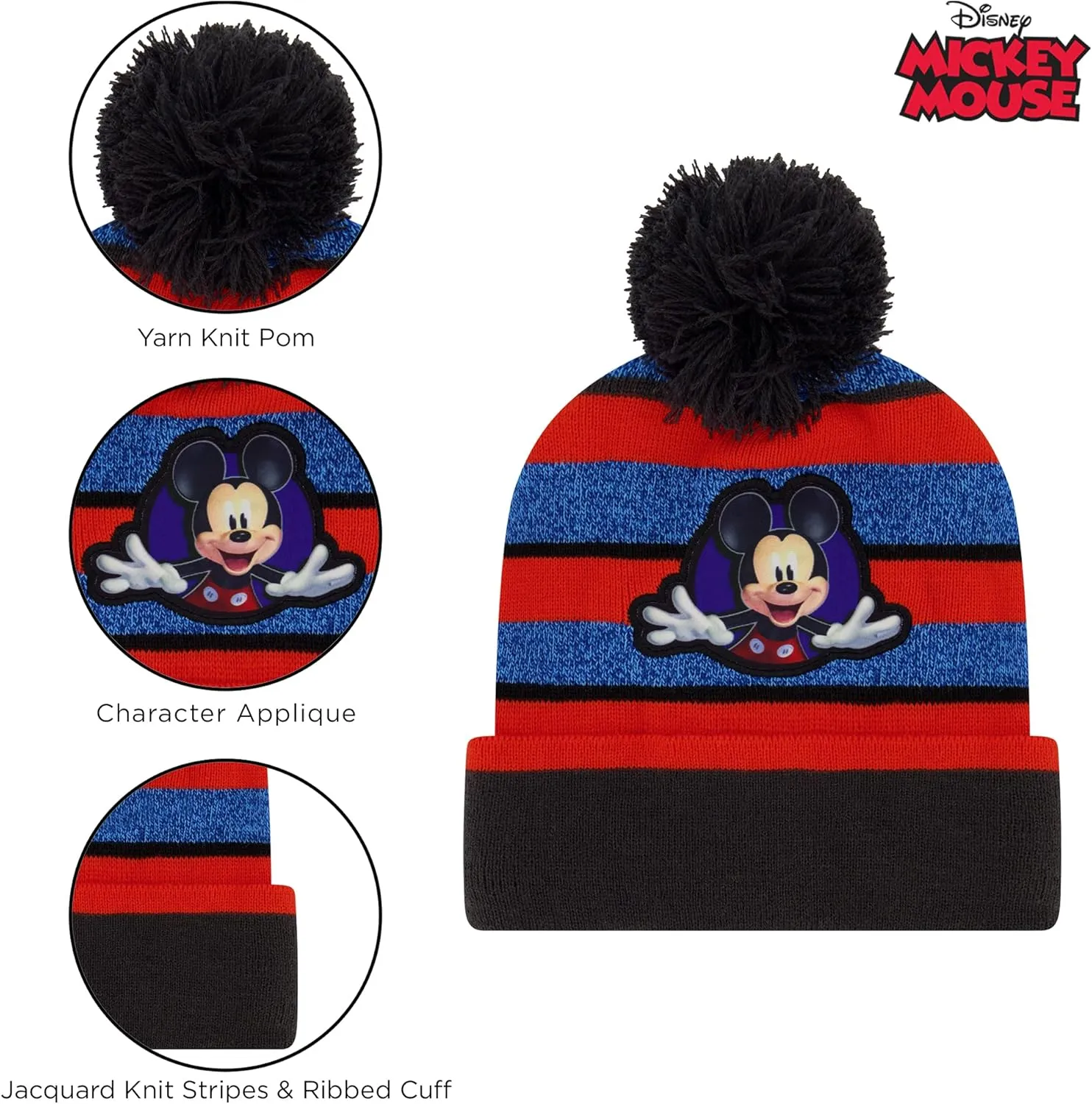 Mickey Mouse boys Toddler Winter Hat, Scarf & Mittens Set for Ages 2-4 Or Hat, Scarves & Kids Gloves Sets for Ages 4-7