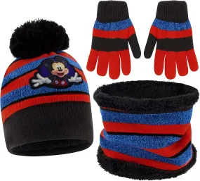 Mickey Mouse boys Toddler Winter Hat, Scarf & Mittens Set for Ages 2-4 Or Hat, Scarves & Kids Gloves Sets for Ages 4-7