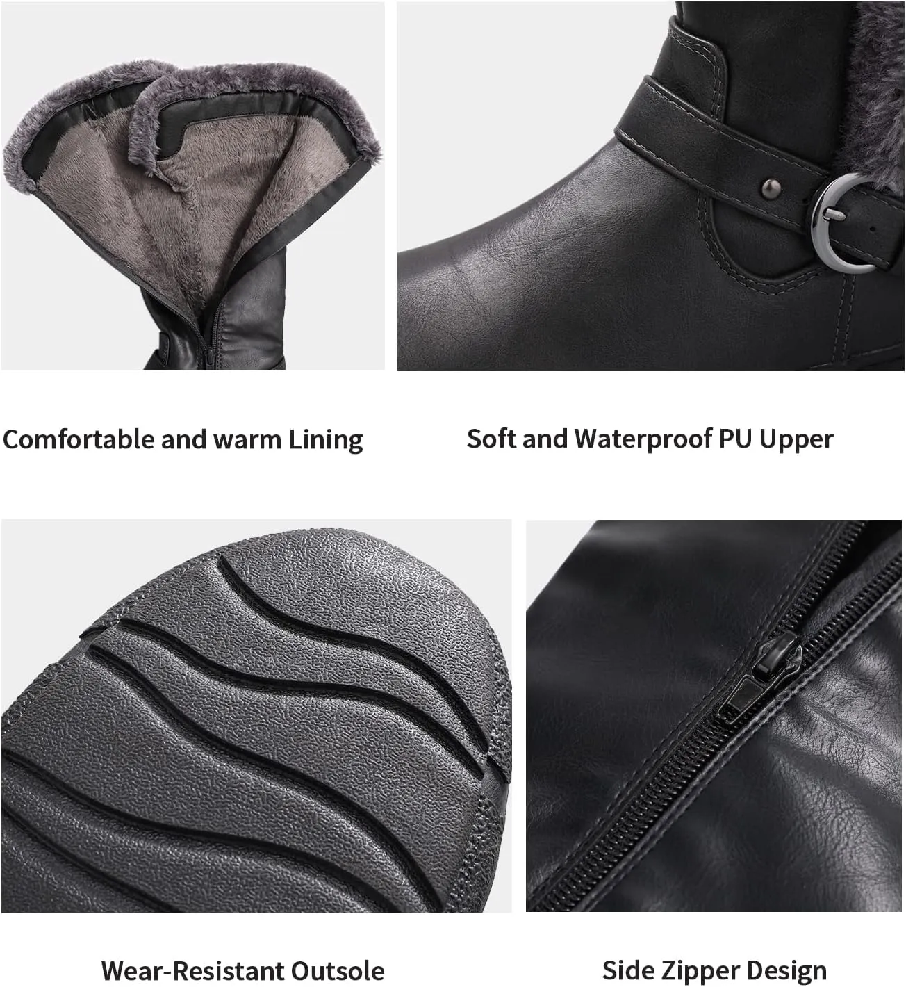 mysoft Women's Winter Knee High Boots Faux Fur Lined Zipper Tall Flat Boots