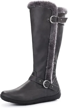 mysoft Women's Winter Knee High Boots Faux Fur Lined Zipper Tall Flat Boots