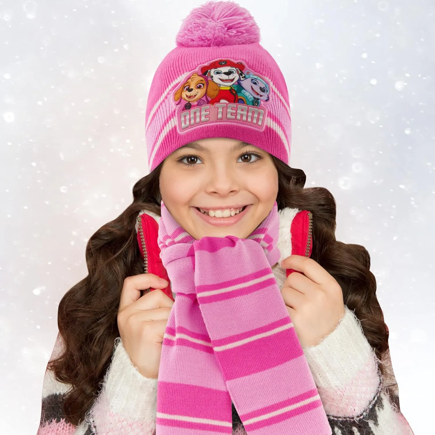 Nickelodeon girls Toddler Winter Hat, Scarf & Mittens Set 2-4 Or Paw Patrol Marshall Hat, Scarves & Kids Gloves Sets 4-7