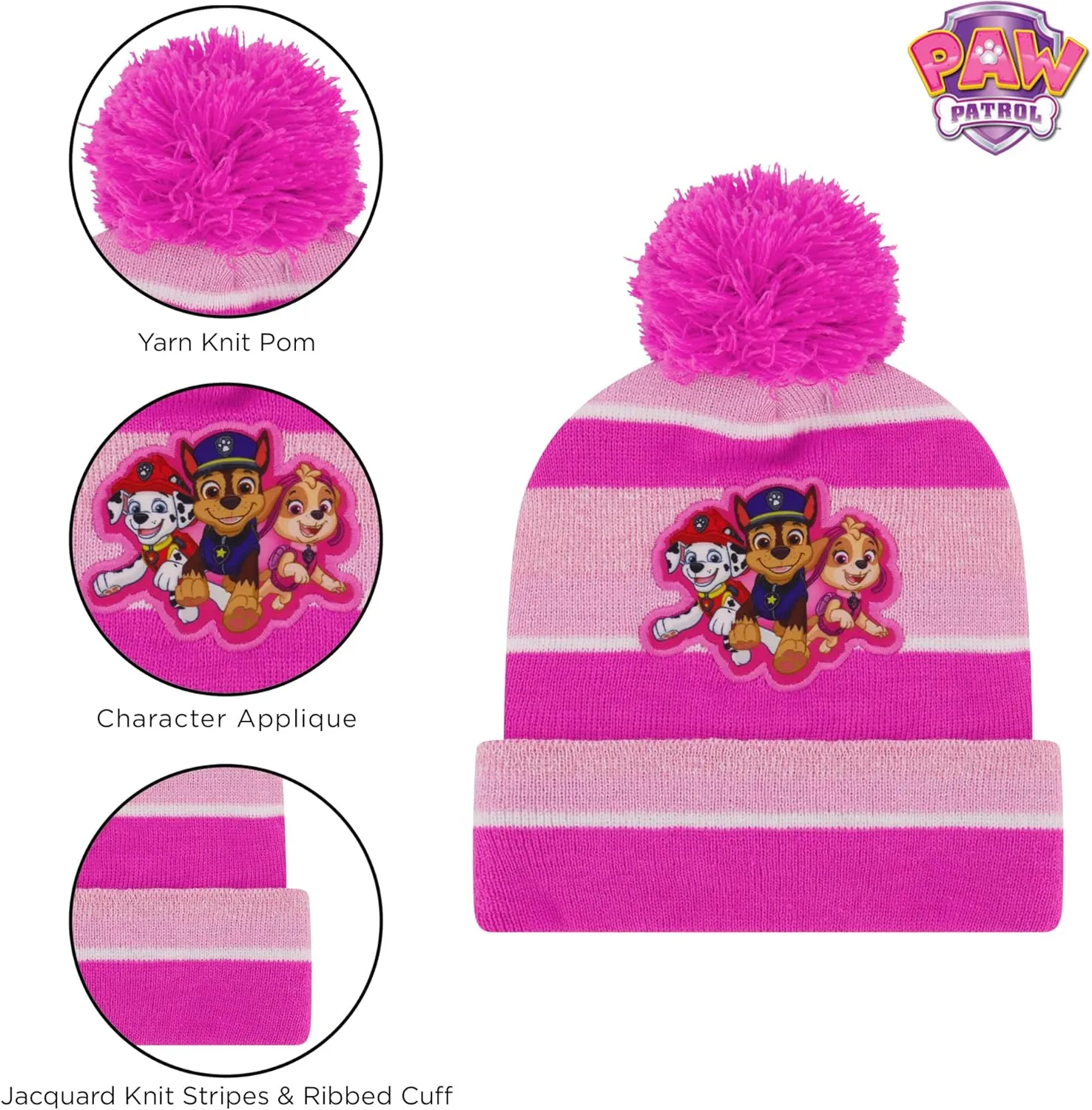 Nickelodeon girls Toddler Winter Hat, Scarf & Mittens Set 2-4 Or Paw Patrol Marshall Hat, Scarves & Kids Gloves Sets 4-7