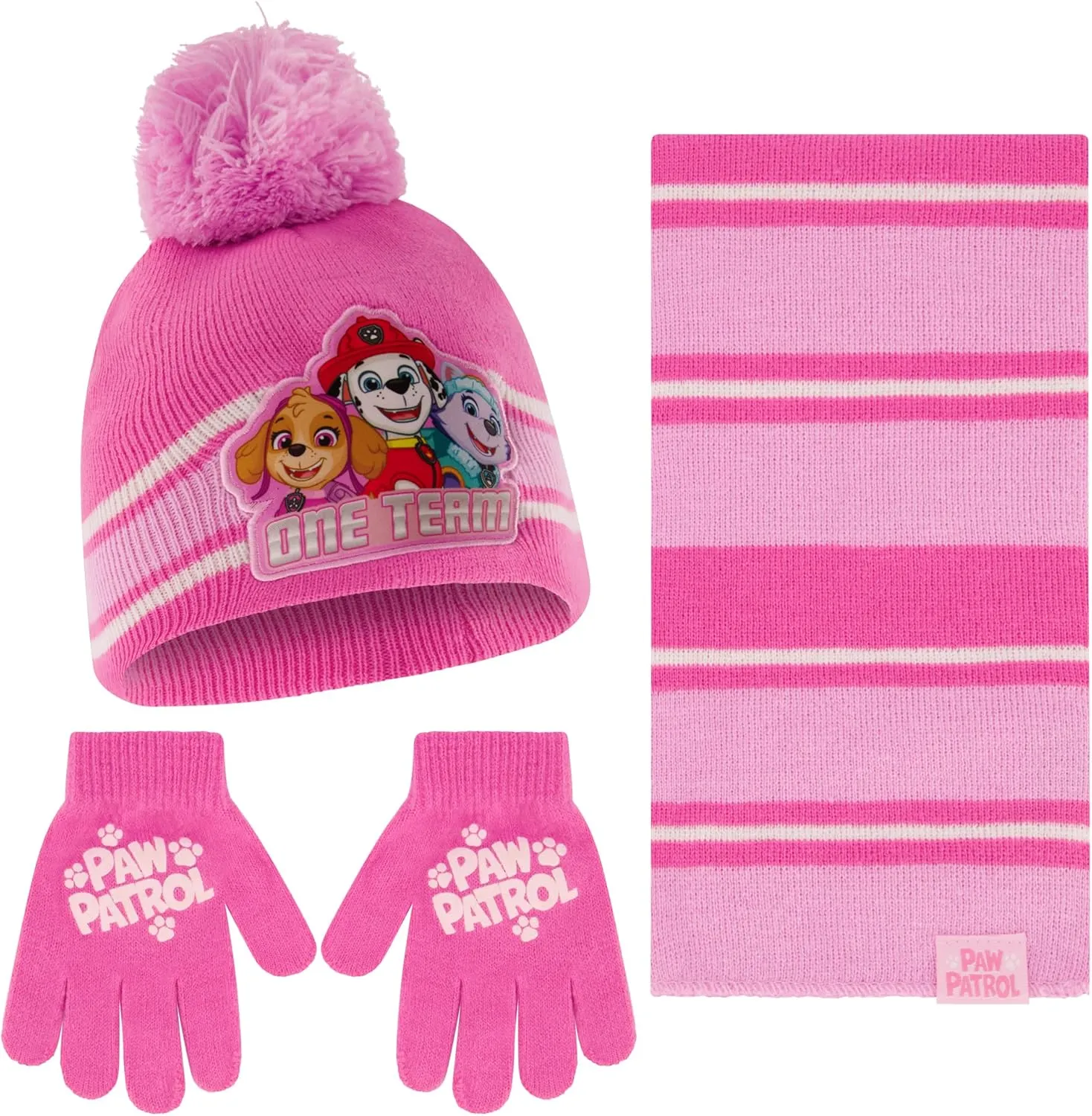 Nickelodeon girls Toddler Winter Hat, Scarf & Mittens Set 2-4 Or Paw Patrol Marshall Hat, Scarves & Kids Gloves Sets 4-7