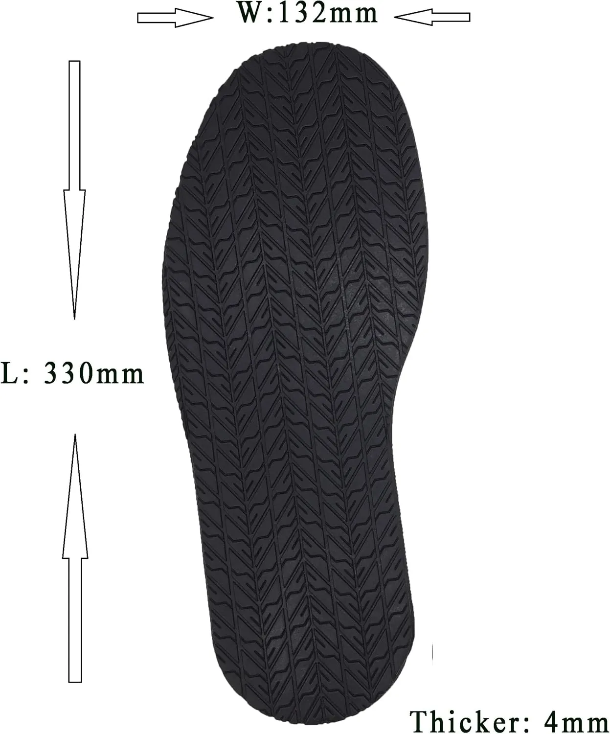 Shoe Replacement Rubber Full Out Sole,4mm Thickness, one Pair (Black)