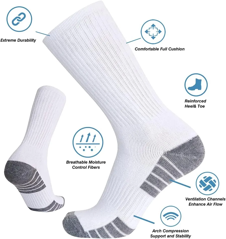 SoxDaddy Men’s 10Pack Athletic Socks,Comfy Cotton Full Cushion Casual Crew Socks