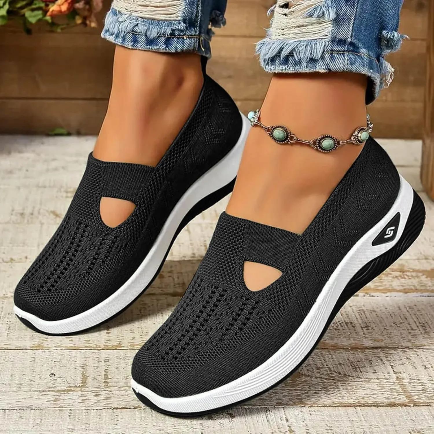 Womens Walking Shoes 2024 New Orthopedic Shoes Breathable Slip On Arch Support Non-Slip Sneakers Comfortable Loafers