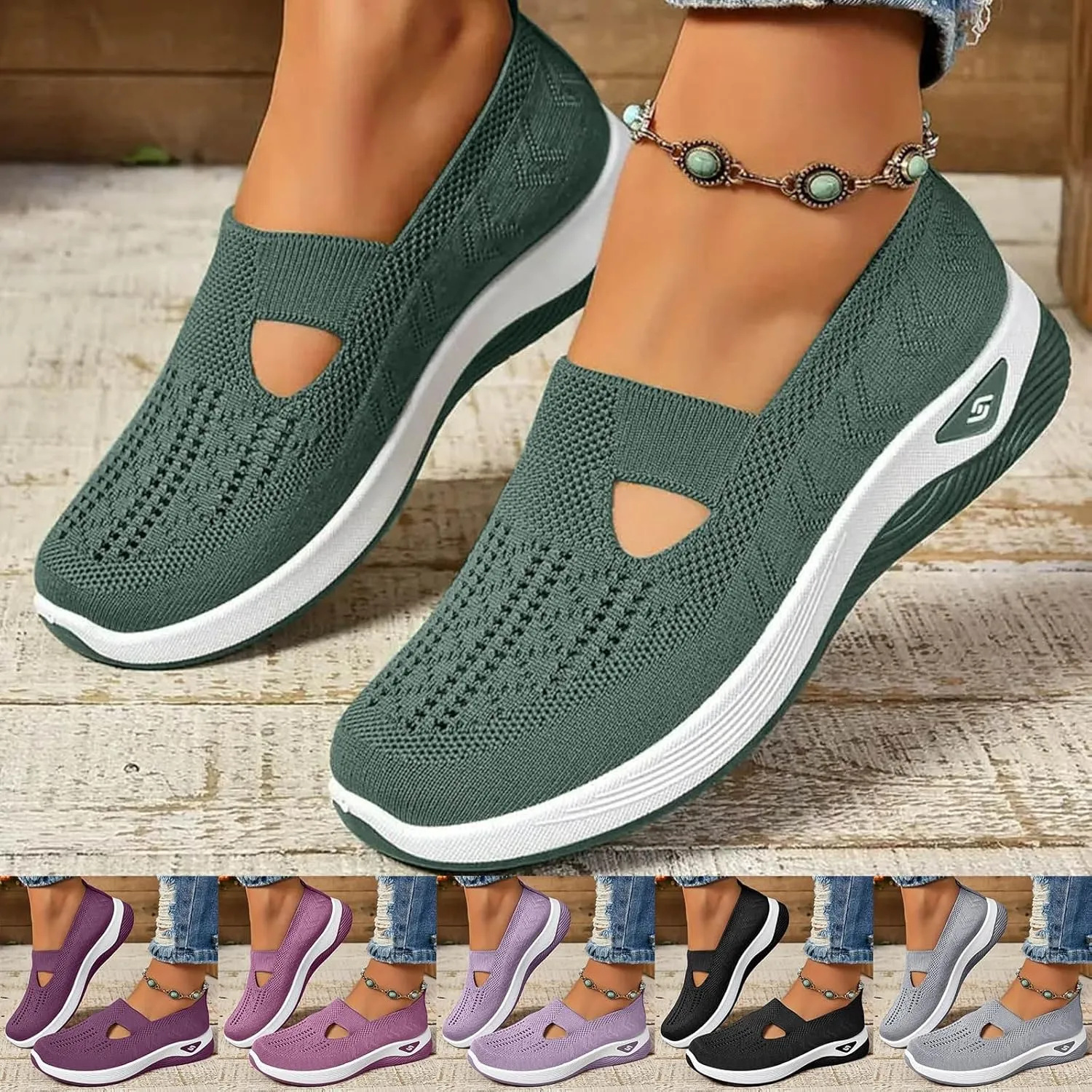 Womens Walking Shoes 2024 New Orthopedic Shoes Breathable Slip On Arch Support Non-Slip Sneakers Comfortable Loafers
