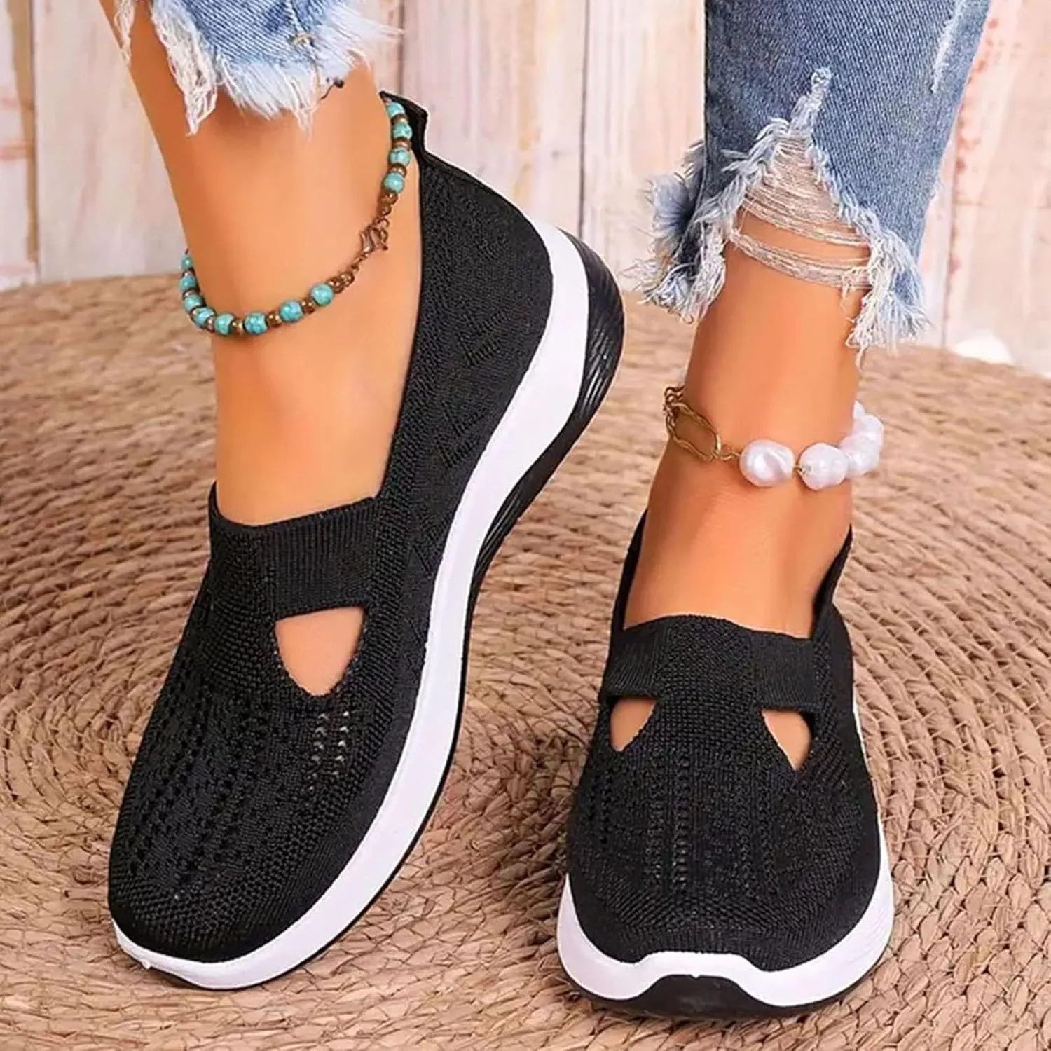 Womens Walking Shoes 2024 New Orthopedic Shoes Breathable Slip On Arch Support Non-Slip Sneakers Comfortable Loafers